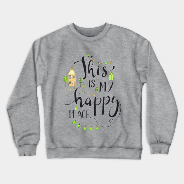 Happy place lime Crewneck Sweatshirt by biazartstudio_digitales